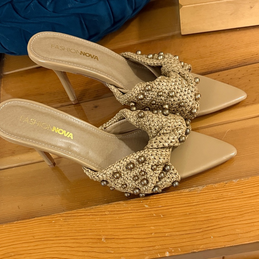 Fashion Nova Beige Textured Heels